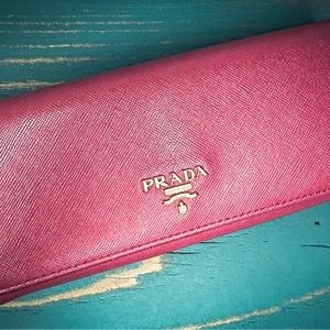 Prada Pink Saffiano Leather Wallet